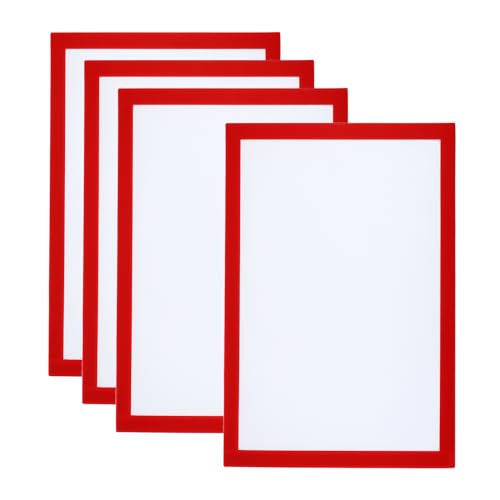 PATIKIL A4 Magnetischer Bilderrahmen, 4er Pack Magnetischer Bilderrahmen Selbstklebender Magnetischer Displayrahmen Wiederverwendbar Doppelseitig für Kühlschrank Fenster, Rot von PATIKIL