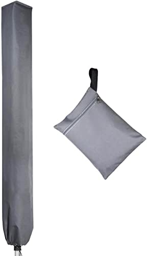 PATIO PLUS Schutzhülle für Wäschespinne, Wasserdicht Schutzhülle für Ampelschirme mit hochdichter Oxford PVC-Beschichtung mit Reißverschluss 600D, Grau 16x16x180cm von PATIO PLUS