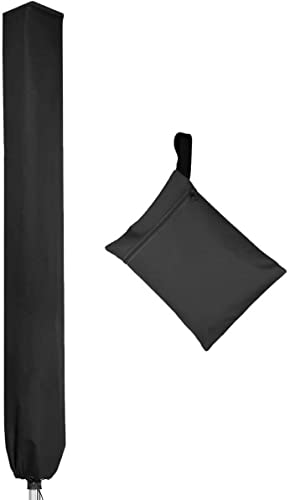PATIO PLUS Schutzhülle für Wäschespinne, Wasserdicht Schutzhülle für Ampelschirme mit hochdichter Oxford PVC-Beschichtung mit Reißverschluss 600D, Schwarz 16x16x165cm von PATIO PLUS