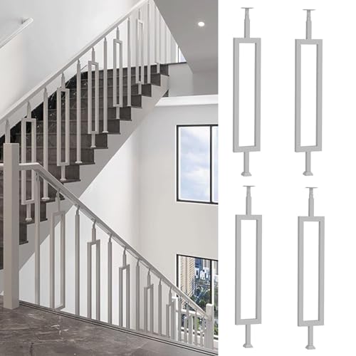 Treppen Handläufe - Treppengeländer Seitlich Montiert - Metall Handlauf, Mit Verstellbarer Halterung, Sicherem Treppengeländerzaun, Für Innen Und Außentreppen, Handlauf, Deckbaluster (Color : WHIT-A- von PAUANI