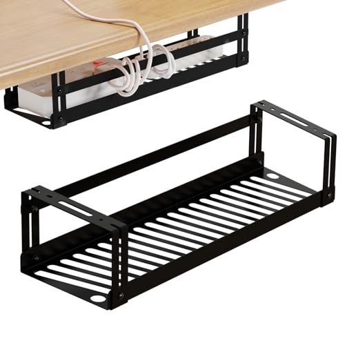 PAVSTINE Kabelkanal Ohne Bohren, Kabelmanagement unter dem Schreibtisch, Kabelkanal Schreibtisch fürs Kabel Management, Kabelschacht Kabelwanne, Kabelkorb Schwarz, Cable Organizer Desk von PAVSTINE