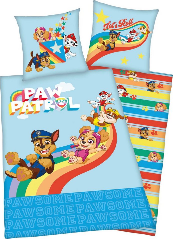 Kinderbettwäsche Lets Roll, PAW PATROL, Linon, mit tollem Paw Patrol Motiv von PAW PATROL