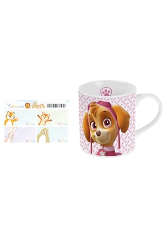 Paw Patrol , Porzellan , Skye & Everest Kinder-Becher Tasse im Geschenkkarton mit Namensaufkleber von PAW PATROL