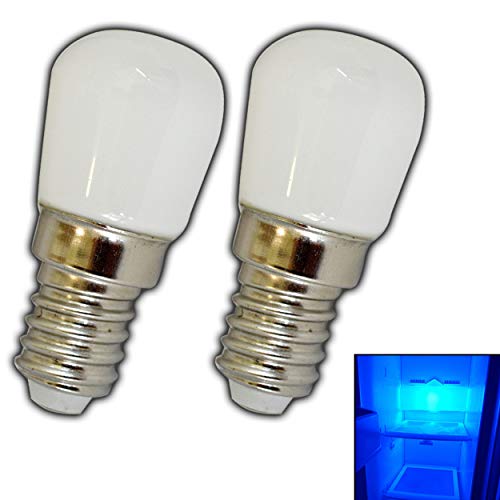 PB-Versand 2x Stk. E14 LED Lampe 1,5/2,0 Watt blau/Blaulicht für den Kühlschränke/Lampen uvm. - E14/SES Leuchtmittel Kühlschrank Birne Glühbirne Ersatz (E14 1,5W Glas) (Ausführung, E14 1,5W Glas) von PB-Versand