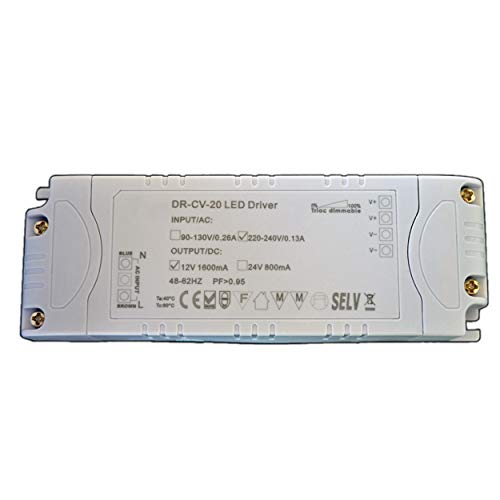 Dimmbarer LED Trafo 12V DC 1-20 Watt Netzteil dimmbar Treiber Transformator für Dimmer G4 MR16 GU5.3 von PB-Versand
