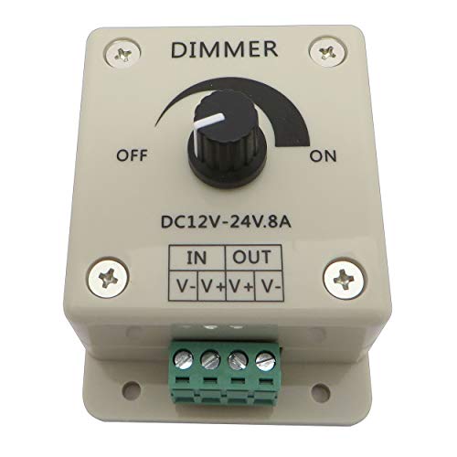 LED Dimmer/Schalter 12V DC Gleichspannung Drehdimmer für alle dimmbaren LED Lampen mit Stecker und Buchse (Dimmer 8A) von PB-Versand