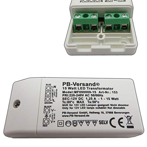 LED Leuchmittel Trafo 12V DC 0,5 - 15 Watt Typ: MF090009 Netzteil Treiber G4 Transformator von PB-Versand