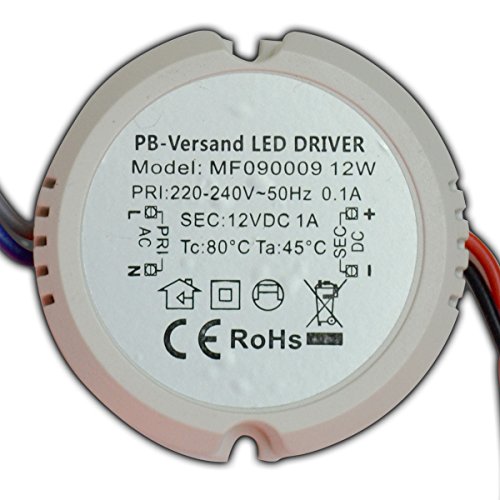 LED Trafo 12 Watt 12V DC rund kreis Leuchtmittel Transformator Netzteil Driver Vorschaltgerät Unterputzdose Verteilerdose von PB-Versand