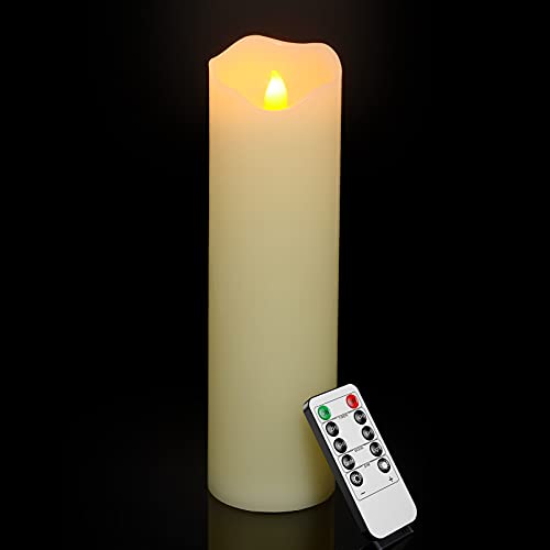 PChero LED Stumpenkerzen Echtwachs, 10" Batteriebetriebene Kerzenlichter mit Fernbedienung Flackernde Flammenlose Kerzen für Zimmer Hochzeit Datum Dekoration - [1 Stück] von PChero