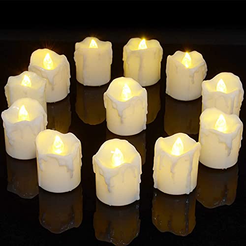 Teelichter, PChero 12 Stück LED Strom Kerzen Flammenlose Flackernde Kerzenlichter mit Timerfunktion Beleuchtung für Weihnachten Neujahr Feste Hause Zimmer Tisch Garten Deko [1,7 Zoll Hohe Version] von PChero