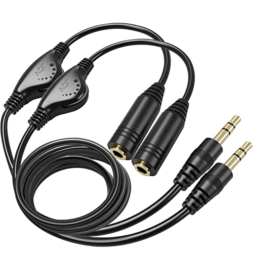 PChero Stereo Audio Verlängerungskabel, 3,5mm Klinkenstecker mit Lautstärkeregelung Kompatibel für Telefon, Laptop, PC, Computer (2 Stück - 2m) von PChero