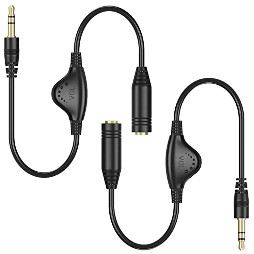 PChero Stereo Audio Verlängerungskabel, 3,5mm Klinkenstecker mit Lautstärkeregelung Kompatibel für Telefon, Laptop, PC, Computer (2 Stücke - 30 cm) von PChero