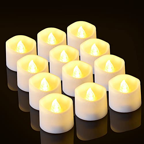 Timer Kerzen, PChero batteriebetriebene LED dekorative flammenlose Kerzen flackernde Teelichter, 6 Stunden und 18 Stunden pro Zyklus, für Geburtstag Dekor - [12pcs, warmes Weiß] von PChero