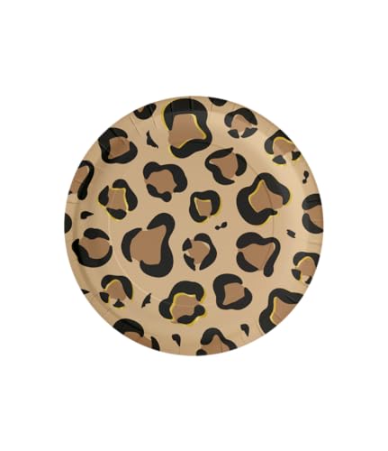 PD-Party 7130002 Fröhlich Partei Platten | Speziell Thema | Tisch Dekoration – Leopard, Pack von 8, Mehrfarben, 22.6cm Länge x 22.6cm Breite x 1.6cm Höhe von PD-Party