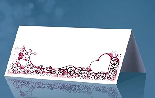 25 Tischkarten Platzkarten cremeweiss mit Herzmotiv von PartyDeco