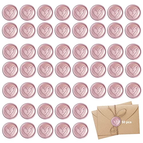 Selbstklebende Siegellack, 50pcs Selbstklebender Siegellackstempel, Siegelaufkleber Siegelwachs, Siegelaufkleber Siegelwachs, Zum Versiegeln von Briefumschlägen Karten Scrapbooking(Rosa) von PEESHON