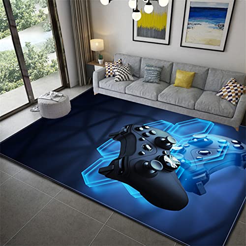 PEIHUODAN Große Wohnzimmer Teppich Spielmaschine 3D Moderner Junge Mädchen Schlafzimmer Teppich Rutschfester Gamepad Fußmatten Waschbare Kinderzimmer Teppiche Läufer Rug Gaming (Blau,120 x 160 cm) von PEIHUODAN