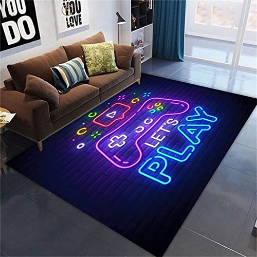 PEIHUODAN Kinderteppich Spiel Joystick 3D Hip Hop Spielkonsole Gamepad Schlafzimmer Wohnzimmer Großer Teppich mit Gymnastikmatte, Gaming Fußmatte rutschfest Videospiel Teenager (Farbe 2,160 x 200 cm) von PEIHUODAN