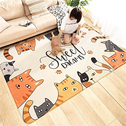 PEIHUODAN Kinderzimmerteppich Cartoon Tier Katze Dinosaurier Baby Krabbelmatte Weicher Kurzflor Großer Wohnzimmer Teppich Kinderteppich rutschfeste Jungen Mädchen Spielfußmatten (Farbe 1,100x160 cm) von PEIHUODAN