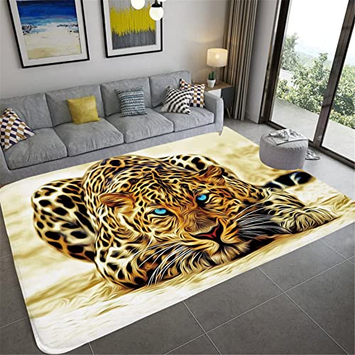 Teppich für Wohnzimmer Schlafzimmer 3D Tier Tropischer Dschungel Tiger Löwe Leopard Design Moderne Teppich Nachttisch Teppich Küche Teppich Doormat Badezimmer Matte Läufer (Farbe 1,160x200 cm) von PEIHUODAN