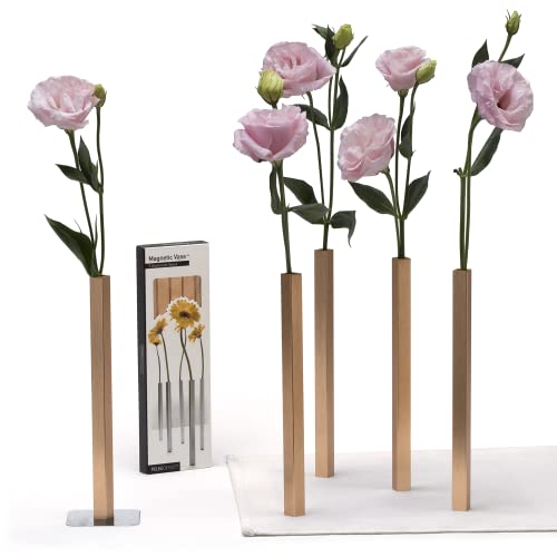 PELEG DESIGN - Stilvolle magnetische Vasen aus Aluminium in Gold| 5er Set für kreative Dekorationen - Platzsparend und elegant | Blumenvase | Moderne Deko | Geschenk zum Muttertag, Geburtstag von PELEG DESIGN