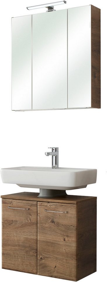 Saphir Badmöbel-Set Quickset 2-teilig, Waschbeckenunterschrank und LED-Spiegelschrank, (Set), ohne Waschbecken, inkl. Türdämpfer, 5 Türen, 6 Einlegeböden von Saphir