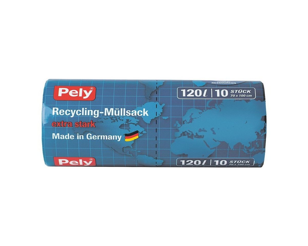 PELY Müllbeutel, 10 Stück/Rolle, mit Zugband, 120 Liter, blau, extra stark von PELY