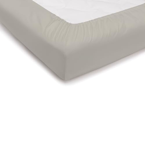 PENSIERI DELICATI Bettlaken für Einzelbett 90 x 200 cm, einfarbiges Spannbettlaken mit 25 Ecken, 100% Baumwolle, hergestellt in Italien, Farbe Creme von PENSIERI DELICATI