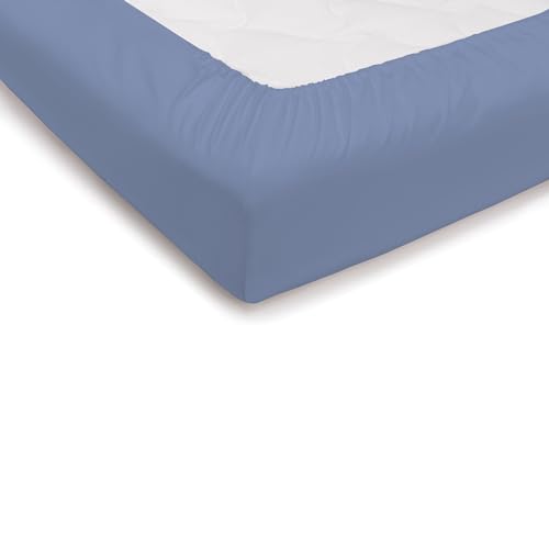 PENSIERI DELICATI Bettlaken für Doppelbett 180 x 200 cm, Bettlaken für Doppelbett, einfarbig, mit 25 Ecken aus 100% Baumwolle, hergestellt in Italien, Farbe Hellblau von PENSIERI DELICATI