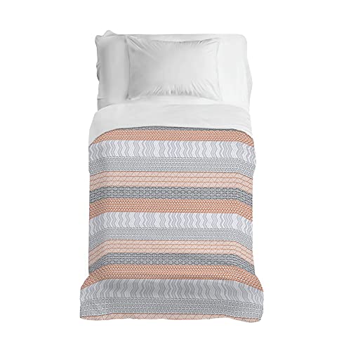 PENSIERI DELICATI Tagesdecke 220 x 280 cm, Einzeltuch 100% Baumwolle Pique, Ideal Zum Thema Wohnen, Decke Salva Bett Einzelnes Maxi, Fantasie Azteke Orange, 100% Made in Italy von PENSIERI DELICATI