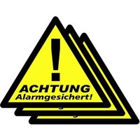 PENTATECH 40201 Warnaufkleber Achtung Alarmgesichert Sprachen Deutsch 3er Set (B x H) 85mm x 70mm von PENTATECH