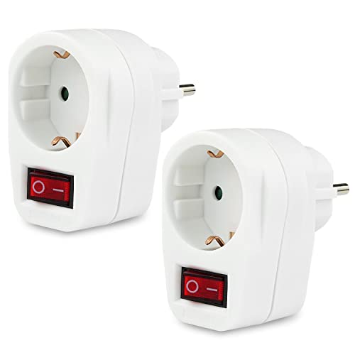 2x Schutzkontaktsteckdose 16 A mit beleuchtetem An/Aus Schalter erleichtert das Stromsparen, 2 Stück von PERFECT EQUIPMENT FOR YOUR HOME