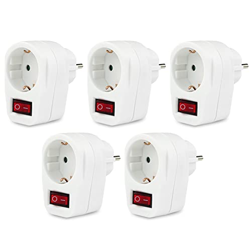 5x Schutzkontaktsteckdose 16 A mit beleuchtetem An/Aus Schalter erleichtert das Stromsparen, 5 Stück von PERFECT EQUIPMENT FOR YOUR HOME