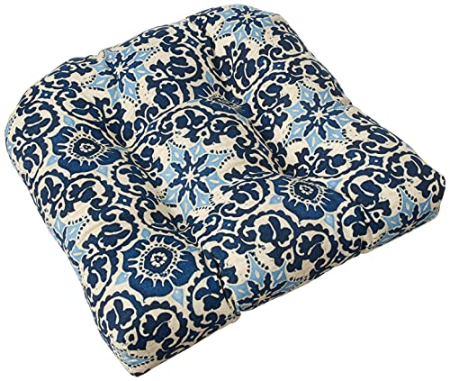 Pillow Perfect Sitzkissen für drinnen und draußen, mit Holzblock-Prisma, Blau, 2 Stück von Pillow Perfect