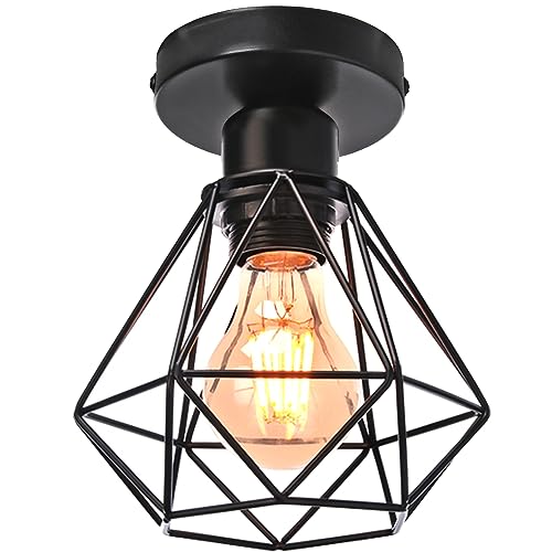 E27 Deckenleuchte Industrial Vintage Metall Sphärische Hängeleuchte Schwarz Lampenschirm Loft Retro Pendelleuchte LED Design Industrial Style (B-1 Stück) von PETITES ECREVISSES