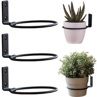 Petites Ecrevisses - 3 Stück Blumentopfhalter Wandhalterung 11cm Pflanzerhaken Rund Metall Blumentopf Ring für Garten Balkon von PETITES ECREVISSES