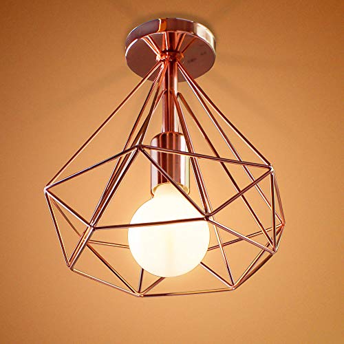 Retro Deckenleuchte Industrie Metall Deckenlampe Edison E27 Loft Wohnzimmer Schlafzimmer Restaurant Korridor Cafe bar 40W，Roségold (A-1pack) von PETITES ECREVISSES