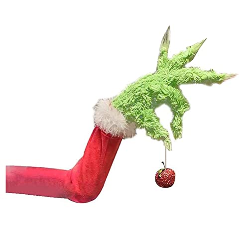 The Grinch Weihnachtsschmuck Furry Green Grinch Arm Ornament Halter Baum Set, Weihnachtselfe Körperdekorationen Stola Weihnachten (Arm/Kopf) von PETSBURG