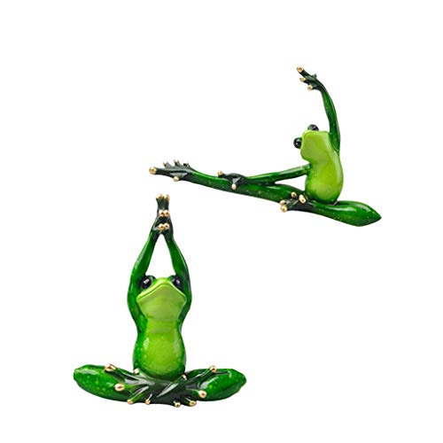 PETSOLA 2pcs 3D Yoga Frosch Figur Dekofigur Skulptur Gartendeko Gartenfigur von petsola