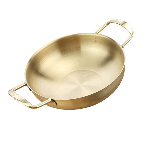 PETSOLA Edelstahl Paella-Pfanne Meeresfrüchte Kochtopf Suppentopf - Goldene 18cm von petsola