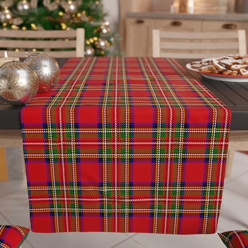 PETTI Artigiani italiani - Tischläufer Weihnachten, Tischläufer Weihnachten, Küchenläufer 140 x 40 cm, Tischläufer Weihnachten elegant Tartan, 100% Made in Itay von PETTI Artigiani Italiani