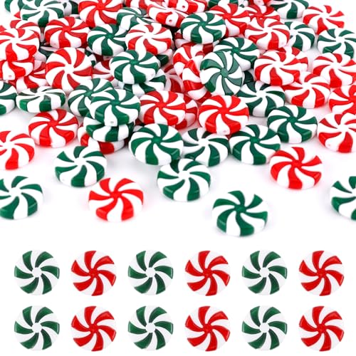 100 Stück Weihnachtsbonbons Deko, Swirl Candy Deko Darunter 50 Rote und Weiße und 50 Grüne und Weiße Pfefferminzbonbon-Ornamente Gefälschte Süßigkeiten für Zuhause Partydekoration von PEUTIER