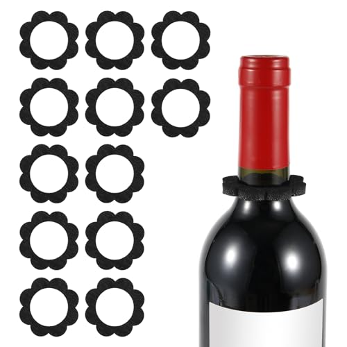 12st Filz Weintropfring, Weintropfhalsband Einweg in Blumenform Kein Verschütten Weinflaschen Tropfstopper Wine Drip Ring Gadgets Weintropf Stoppring Schutz Geschenk für Bar Küchenparty von PEUTIER