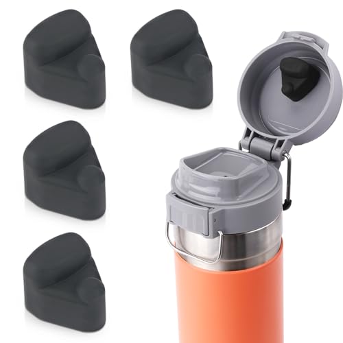 4 Stück Auslaufsicherer Stopfen für Stanley Quick Filp GO 24oz 36oz, Ersatz-Wasserflaschenverschlussstopfen Teile Flaschenverschluss-Mundstopper Dichtung Silikonstopfen Zubehör (Schwarz) von PEUTIER