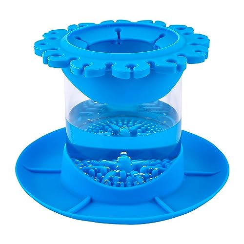 Pinselreiniger Spülbecher, All-in-One Silikon Pinselreiniger Abnehmbar Kunstpinsel-Reinigerbecher Pinselspüler Wasserfarbe für Acryl Aquarell Farbe auf Wasserbasis (Blau) von PEUTIER