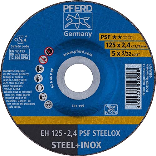 PFERD Trennscheibe, 10 Stück | 125 x 2,4 x 22,23 mm, gekröpft, PSF STEELOX | 69198292 - für Stahl und Edelstahl (INOX) von PFERD