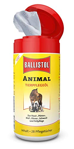 BALLISTOL 26575 ANIMAL Tierpflege-Öl 28 Pflegetücher – Haut-Pflege, Fell-Pflege, Huf-Pflege – Für Heim-, Hof-, Haustiere von BALLISTOL