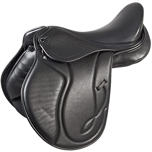 PFIFF 102871 Vielseitigkeits-Sattel Linus, Ledersattel halbtiefer Sitz, Schwarz Pony/Cob 16.5 Zoll von PFIFF