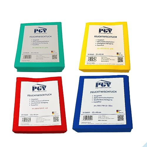 PGV Feuchtwischtücher - antibakteriell Mengen (FARBMIX, 40 Stück) von PGV