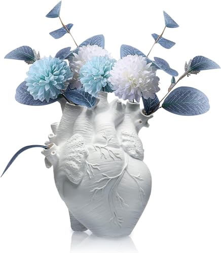Herzförmige Vase, herzförmige anatomische Vase, herzförmige anatomische Vase aus Harz für Moderne Wohndekoration, weiße herzförmige Vase von PHIEZC